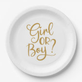 Glitter Geslacht meisje of jongen Glitter Papieren Bordje (Voorkant)