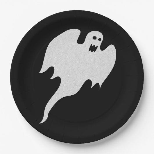 Glitter Ghost Halloween Papieren Bordje (Voorkant)