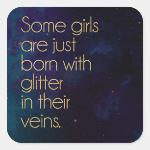 Glitter Girl Quote Vierkante Sticker
