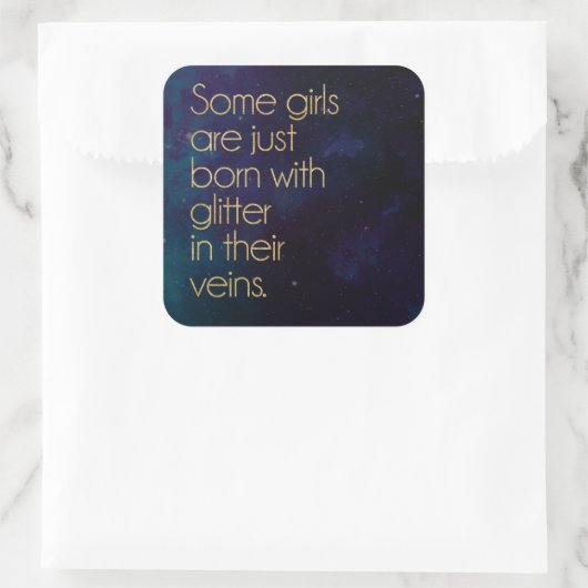 Glitter Girl Quote Vierkante Sticker (Tas)