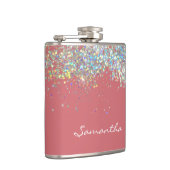 Glitter Girly Custom Name Monogram Heupfles (Rechts)