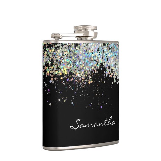 Glitter Girly Custom Name Monogram Heupfles (Rechts)