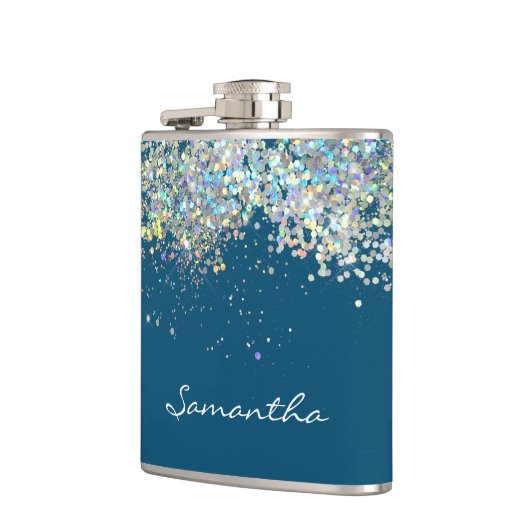 Glitter Girly Custom Name Monogram Heupfles (Links)