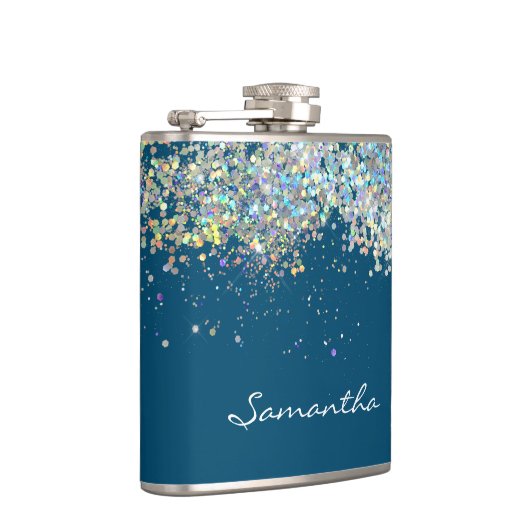 Glitter Girly Custom Name Monogram Heupfles (Rechts)