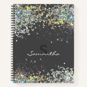 Glitter Girly Custom Name Monogram Notitieboek