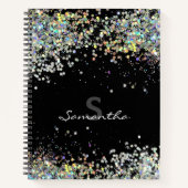 Glitter Girly Custom Name Monogram Notitieboek (Voorkant)