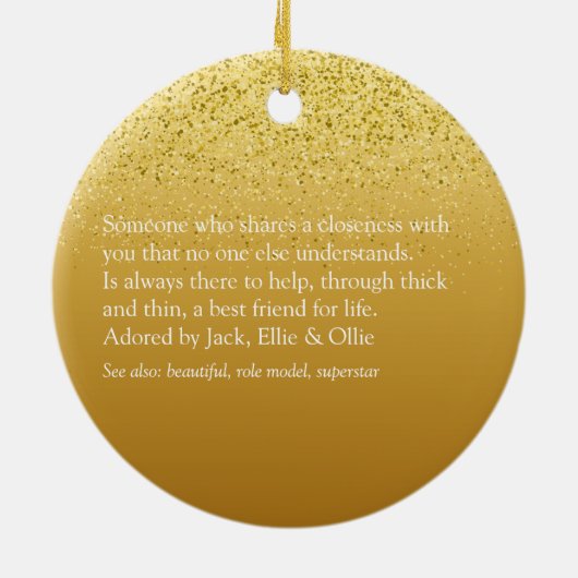 Glitter Girly Glam Fun Cool Sister Definition Keramisch Ornament (Achterkant)