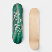 Glitter Girly Green Mermaid Monogram Fantasy Persoonlijk Skateboard (Voorkant)