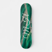 Glitter Girly Green Mermaid Monogram Fantasy Persoonlijk Skateboard (Voorkant)