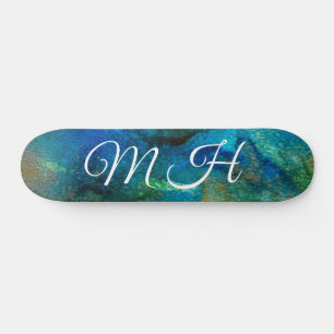 Glitter Girly Green Mermaid Monogram Fantasy Schaa Persoonlijk Skateboard