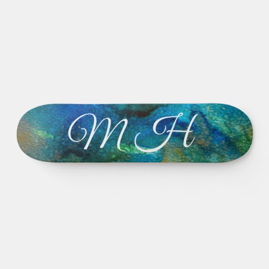 Glitter Girly Green Mermaid Monogram Fantasy Schaa Persoonlijk Skateboard (Horizontaal)