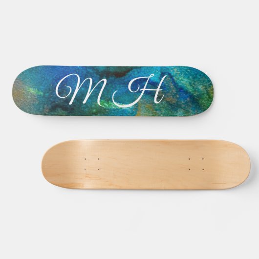 Glitter Girly Green Mermaid Monogram Fantasy Schaa Persoonlijk Skateboard (Horizontaal)