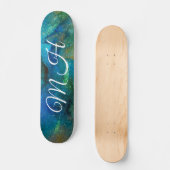 Glitter Girly Green Mermaid Monogram Fantasy Schaa Persoonlijk Skateboard (Voorkant)