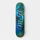 Glitter Girly Green Mermaid Monogram Fantasy Schaa Persoonlijk Skateboard (Voorkant)