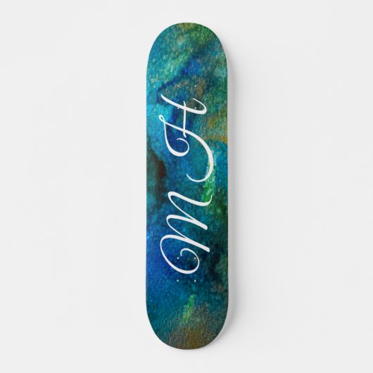 Glitter Girly Green Mermaid Monogram Fantasy Schaa Persoonlijk Skateboard (Voorkant)