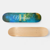 Glitter Girly Green Mermaid Monogram Name Fantasy Persoonlijk Skateboard (Horizontaal)