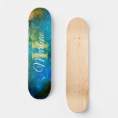 Glitter Girly Green Mermaid Monogram Name Fantasy Persoonlijk Skateboard (Voorkant)