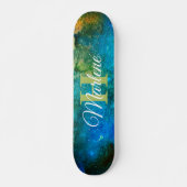 Glitter Girly Green Mermaid Monogram Name Fantasy Persoonlijk Skateboard (Voorkant)