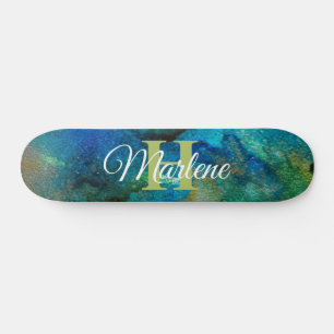 Glitter Girly Green Mermaid Monogram Name Fantasy Persoonlijk Skateboard