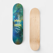 Glitter Girly Green Mermaid Monogram Name Fantasy Persoonlijk Skateboard (Voorkant)
