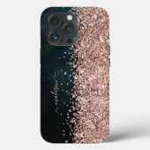 Glitter Girly Modern Sparkle Sweet 16 Black Gold Case-Mate iPhone Case (Achterkant)