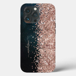Glitter Girly Modern Sparkle Sweet 16 Black Gold Case-Mate iPhone Case
