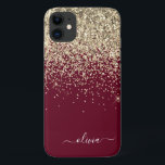 Glitter Girly Monogram Glam Case-Mate iPhone Case<br><div class="desc">Gold en Bourgogne Faux Sparkle en Dripping Glitter Brushed Metal Monogram Name and Initiaal Phone. Dit maakt de perfecte liefhebbende 16 verjaardag,  bruiloft,  vrijgezellenfeest,  verjaardagsdag,  baby shower of vrijgezellenfeest voor iemand die van luxe glam en stijl houdt.</div>