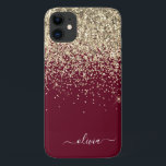 Glitter Girly Monogram Glam Case-Mate iPhone Case<br><div class="desc">Gold en Bourgogne Faux Sparkle en Dripping Glitter Brushed Metal Monogram Name and Initiaal Phone. Dit maakt de perfecte liefhebbende 16 verjaardag,  bruiloft,  vrijgezellenfeest,  verjaardagsdag,  baby shower of vrijgezellenfeest voor iemand die van luxe glam en stijl houdt.</div>