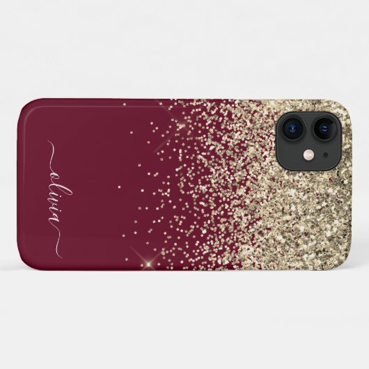Glitter Girly Monogram Glam Case-Mate iPhone Case (Achterkant (horizontaal))