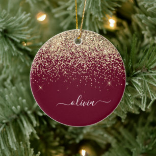Glitter Girly Monogram Glam Keramisch Ornament