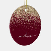 Glitter Girly Monogram Glam Keramisch Ornament (Rechts)
