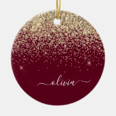 Glitter Girly Monogram Glam Keramisch Ornament (Voorkant)