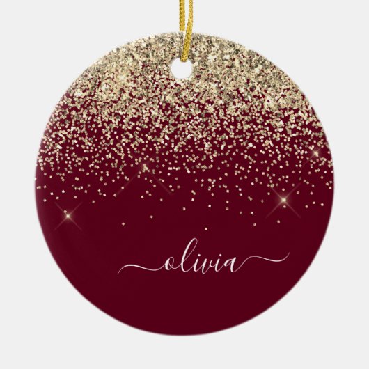 Glitter Girly Monogram Glam Keramisch Ornament (Voorkant)