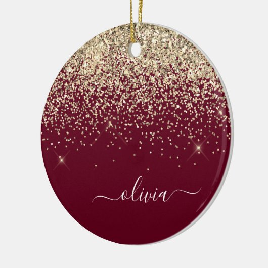 Glitter Girly Monogram Glam Keramisch Ornament (Links)