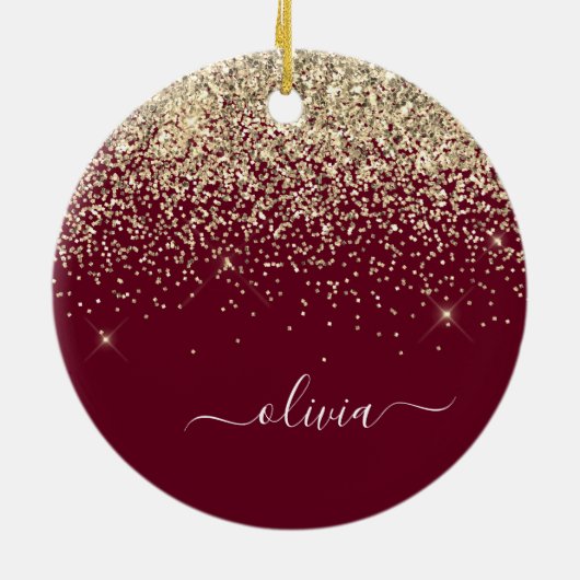 Glitter Girly Monogram Glam Keramisch Ornament (Achterkant)