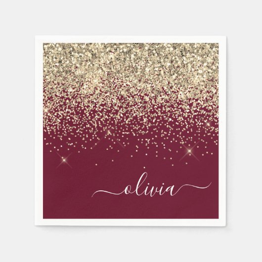 Glitter Girly Monogram Glam Servet (Voorkant)