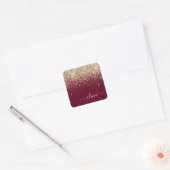 Glitter Girly Monogram Glam Vierkante Sticker (Envelop)