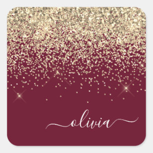 Glitter Girly Monogram Glam Vierkante Sticker
