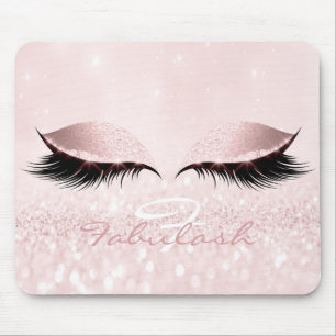 Glitter Girly Monogram Name Beauty Lashes Pink Muismat