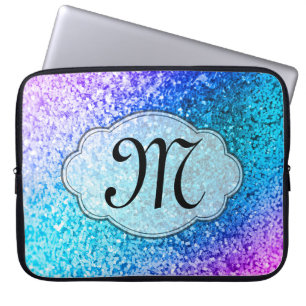 Glitter Girly Pink Monogram 15-inch Hoesje laptop Sleeve
