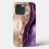 Glitter Girly Roos Gold Stylish Paars Case-Mate iPhone Case (Achterkant)