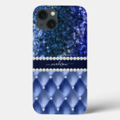 Glitter Girly Sparkle Luxury Navy Blue Case-Mate iPhone Case (Achterkant)