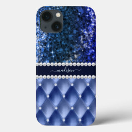 Glitter Girly Sparkle Luxury Navy Blue Case-Mate iPhone Case