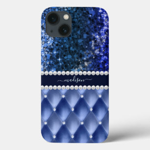Glitter Girly Sparkle Luxury Navy Blue Case-Mate iPhone Case