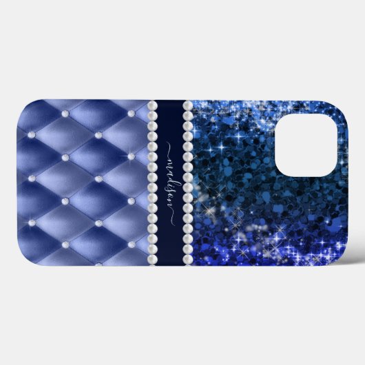 Glitter Girly Sparkle Luxury Navy Blue Case-Mate iPhone Case (Achterkant (horizontaal))