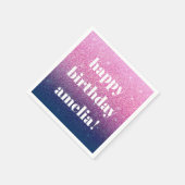 Glitter Girly Sparkly Paarse Verjaardag Custom Nam Servet (Hoek)