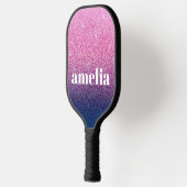 Glitter Girly Sparkly Pink Navy Blue Custom Name Pickleball Paddle (Links)