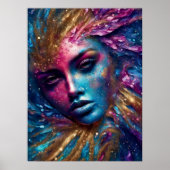 Glitter Girly Vrouw Gezicht Modern Art Poster (Voorkant)
