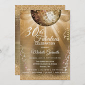 Glitter Glam 30 en Fabulous Gold Disco Ball Kaart (Voorkant / Achterkant)