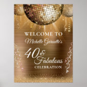 Glitter Glam 40 & Fabulous Gouden Discobal Poster (Voorkant)